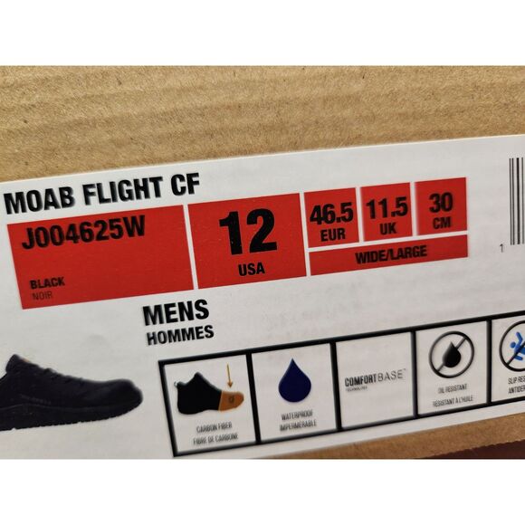 Merrell Moab Flight CF Carbon Fiber Safety Toe Work Shoes Men's size 12 Wide - Picture 5 of 13